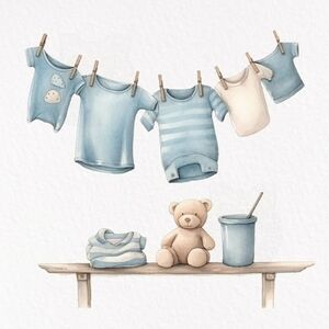 Baby Blue Clothing Set with Teddy Bear